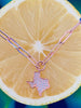 CZ Texas Pendant with Paper Clip Adjustable Chain